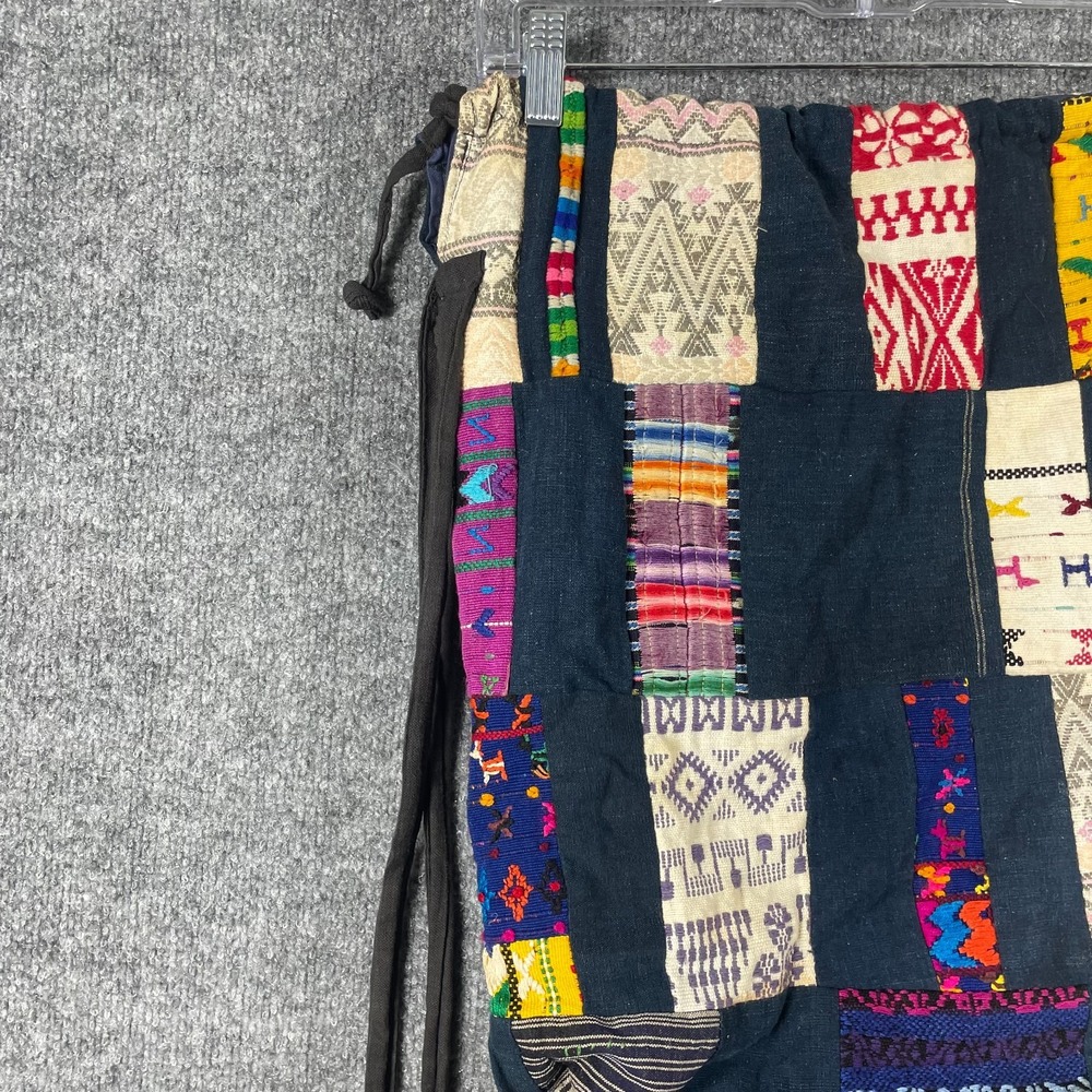 Patchwork Backpack Tote Bag‎ Colorful Hippie Hobo Boho Lined Sack Retro Cotton - Picture 12 of 16